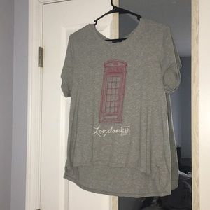 Gray, “London”, Gap short sleeve shirt.